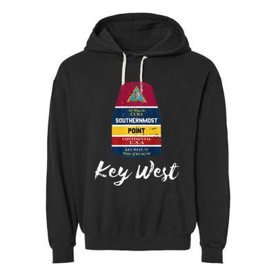 Southernmost Point Key West Florida Keys Souvenir Garment-Dyed Fleece Hoodie