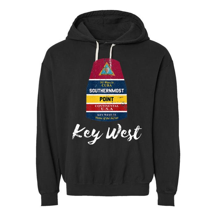Southernmost Point Key West Florida Keys Souvenir Garment-Dyed Fleece Hoodie