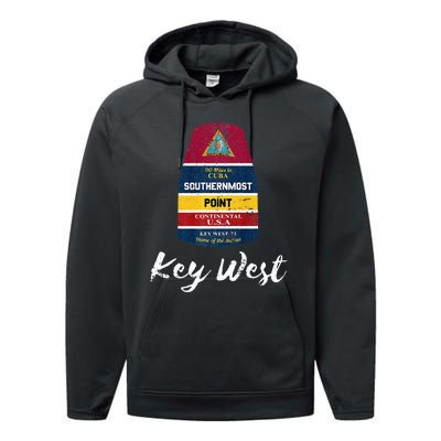 Southernmost Point Key West Florida Keys Souvenir Performance Fleece Hoodie