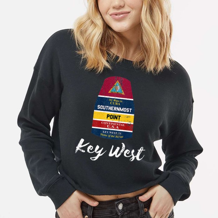 Southernmost Point Key West Florida Keys Souvenir Cropped Pullover Crew
