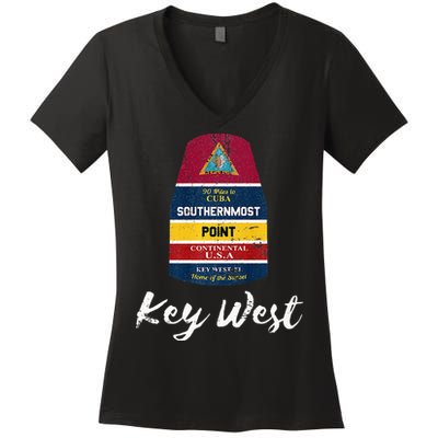Southernmost Point Key West Florida Keys Souvenir Women's V-Neck T-Shirt