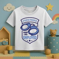 Stupid People Keep Me Employed Police Officer Funny Toddler T-Shirt