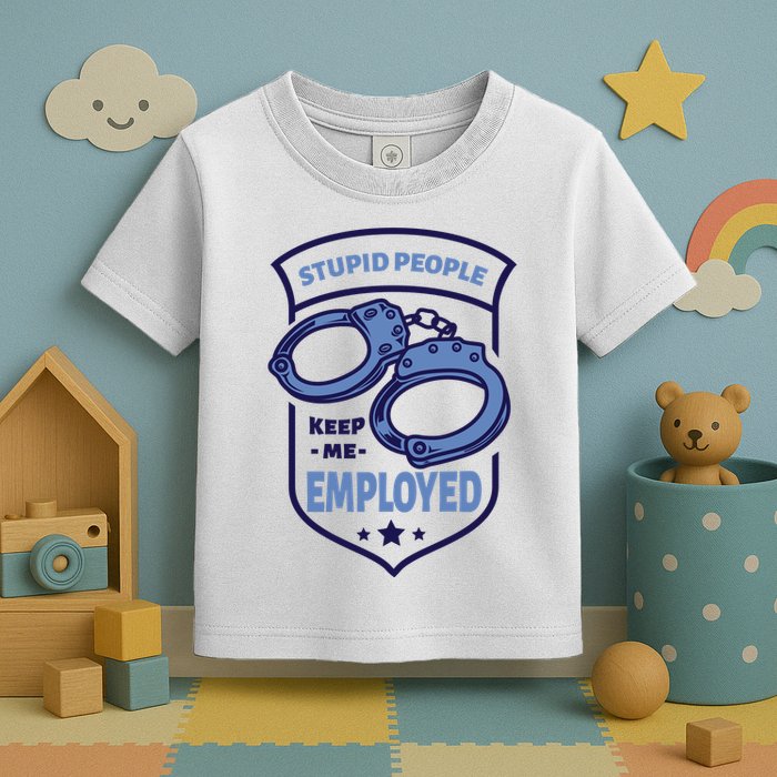Stupid People Keep Me Employed Police Officer Funny Toddler T-Shirt