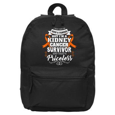 Survivor Priceless Kidney Cancer Awareness Ribbon 16 in Basic Backpack