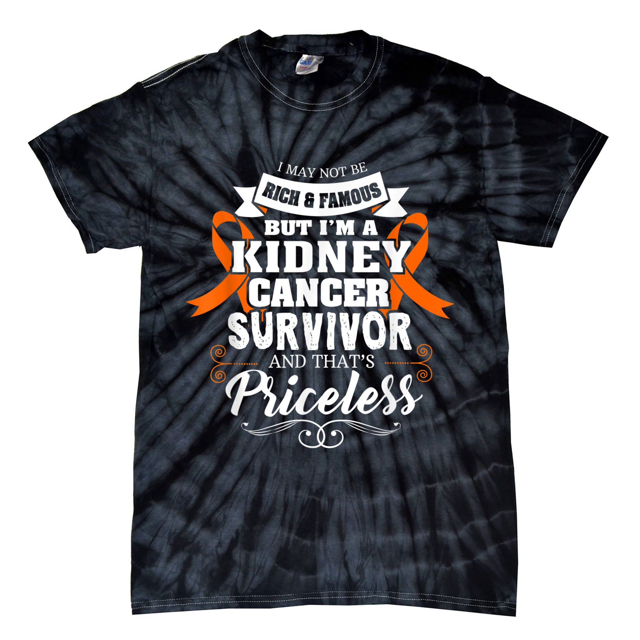 Survivor Priceless Kidney Cancer Awareness Ribbon Tie-Dye T-Shirt