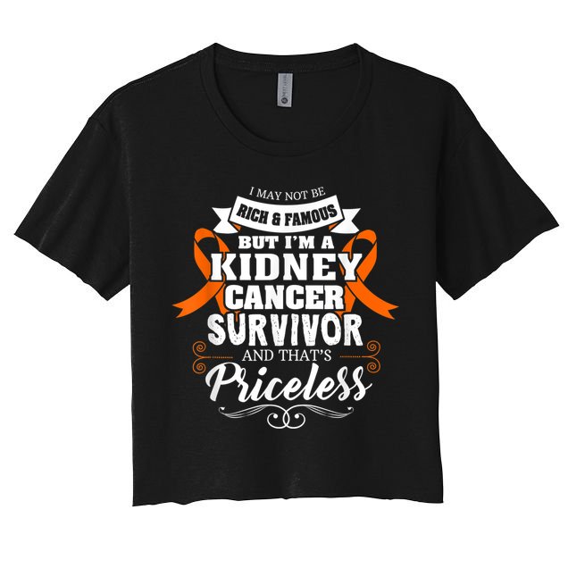 Survivor Priceless Kidney Cancer Awareness Ribbon Crop Top