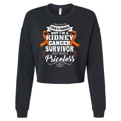 Survivor Priceless Kidney Cancer Awareness Ribbon Cropped Pullover Crew