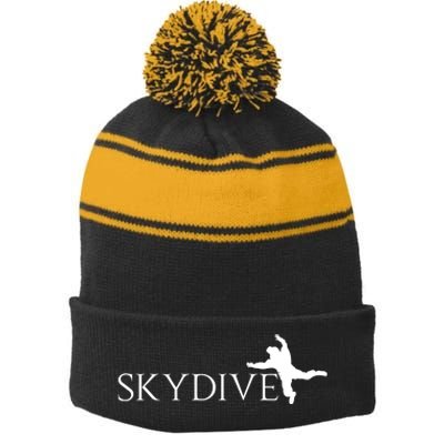 Skydive Parachuting Logo Stripe Pom Pom Beanie