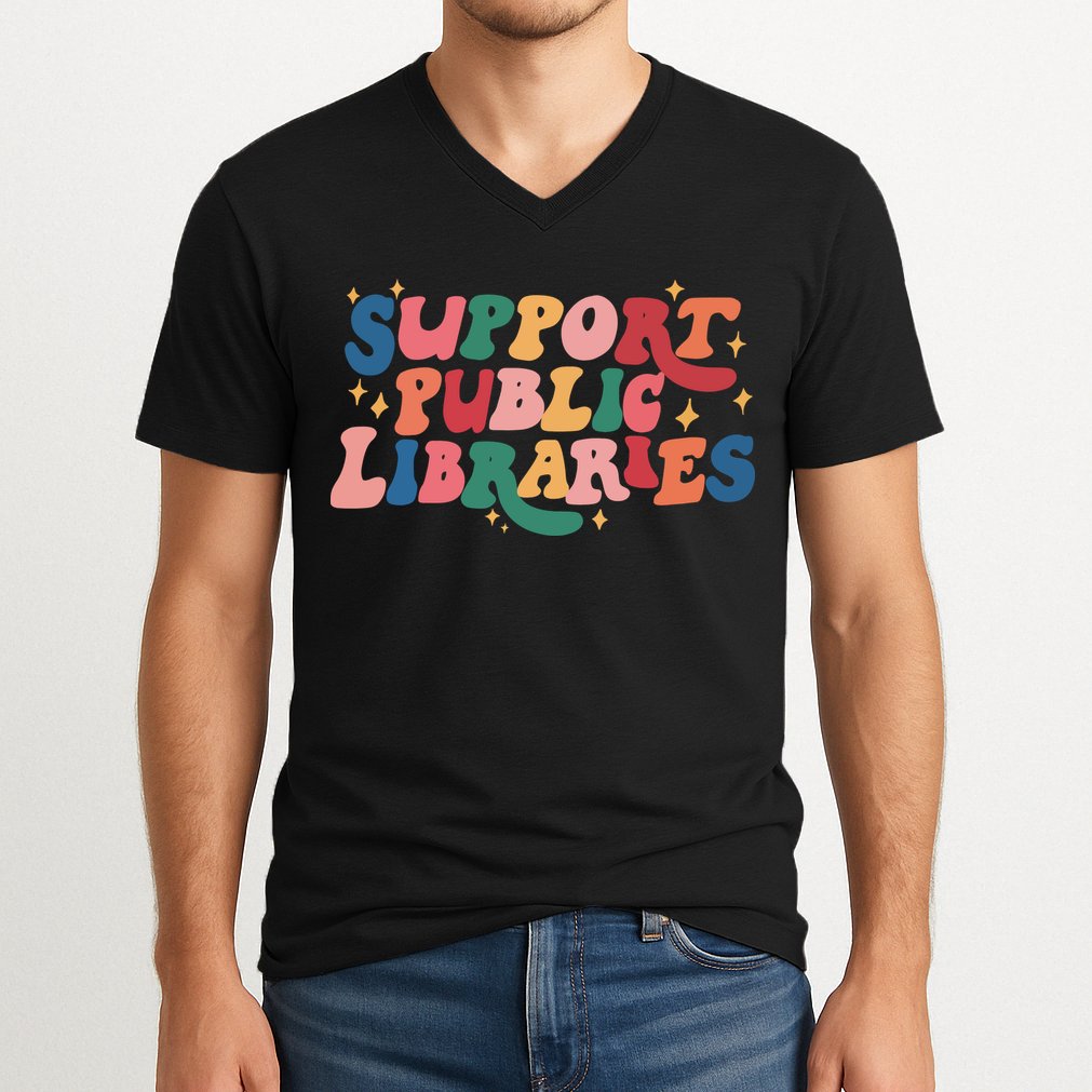 Support Public Libraries 4th Of July V-Neck T-Shirt