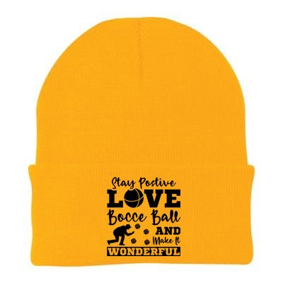 Stay Postive Love Bocce Ball Gift Knit Cap Winter Beanie