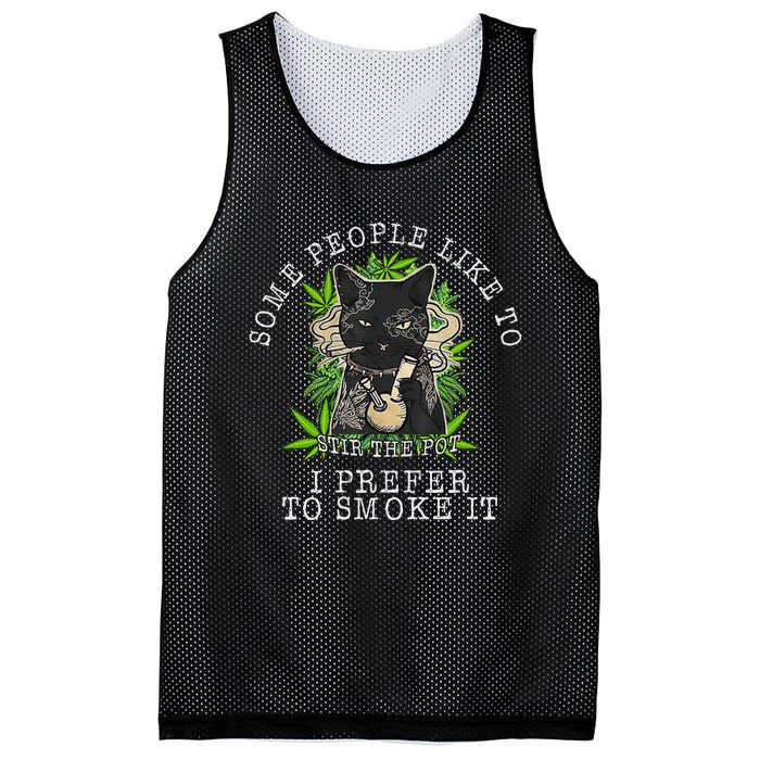 Some People Like To Stir The Pot I Prefer To Smoke It Cat Mesh Reversible Basketball Jersey Tank