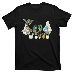 Spooky Plant Lady Halloween Ghost Garden Watering Flowers T-Shirt