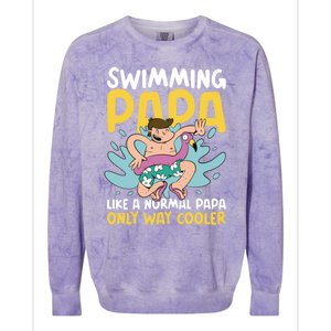 Swimming Papa Like A Normal Papa But Cooler For Father's Day Gift Colorblast Crewneck Sweatshirt