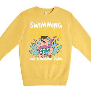 Swimming Papa Like A Normal Papa But Cooler For Father's Day Gift Premium Crewneck Sweatshirt