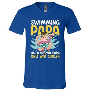 Swimming Papa Like A Normal Papa But Cooler For Father's Day Gift V-Neck T-Shirt