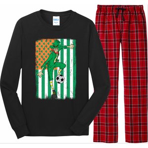 Soccer Player Leprechaun Irish American Flag St Patricks Day Cool Gift Long Sleeve Pajama Set