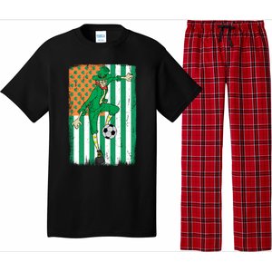 Soccer Player Leprechaun Irish American Flag St Patricks Day Cool Gift Pajama Set