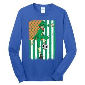 Soccer Player Leprechaun Irish American Flag St Patricks Day Cool Gift Tall Long Sleeve T-Shirt