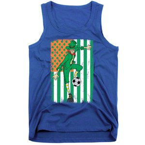 Soccer Player Leprechaun Irish American Flag St Patricks Day Cool Gift Tank Top