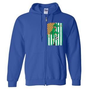 Soccer Player Leprechaun Irish American Flag St Patricks Day Cool Gift Full Zip Hoodie