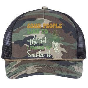 Some People Like To Stir The Pot I Prefer To Smoke It Retro Rope Trucker Hat Cap