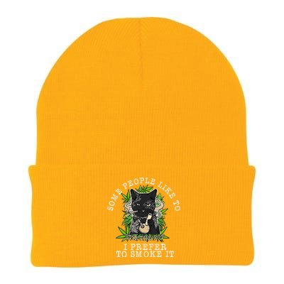 Some People Like To Stir The Pot I Prefer To Smoke It Cat Knit Cap Winter Beanie