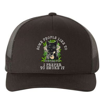 Some People Like To Stir The Pot I Prefer To Smoke It Cat Yupoong Adult 5-Panel Trucker Hat