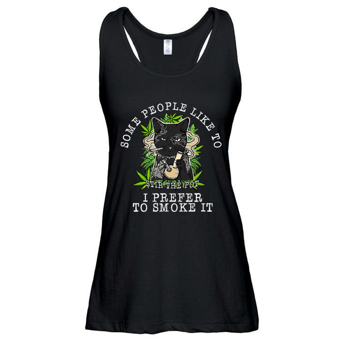 Some People Like To Stir The Pot I Prefer To Smoke It Cat Ladies Essential Flowy Tank