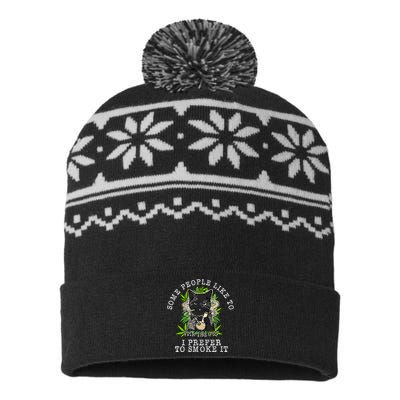 Some People Like To Stir The Pot I Prefer To Smoke It Cat USA-Made Snowflake Beanie