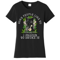 Some People Like To Stir The Pot I Prefer To Smoke It Cat Women's T-Shirt