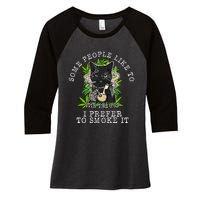 Some People Like To Stir The Pot I Prefer To Smoke It Cat Women's Tri-Blend 3/4-Sleeve Raglan Shirt