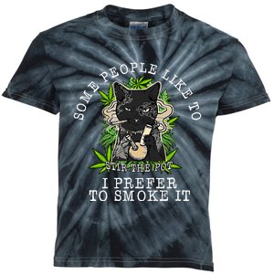 Some People Like To Stir The Pot I Prefer To Smoke It Cat Kids Tie-Dye T-Shirt