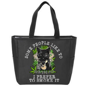 Some People Like To Stir The Pot I Prefer To Smoke It Cat Zip Tote Bag