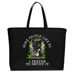 Some People Like To Stir The Pot I Prefer To Smoke It Cat Cotton Canvas Jumbo Tote