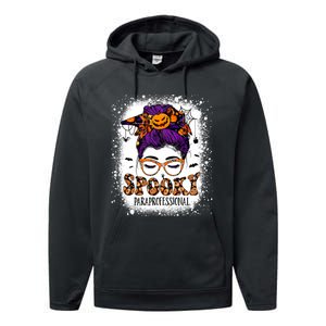 Spooky Paraprofessional Life Halloween Messy Bun Teacher Performance Fleece Hoodie