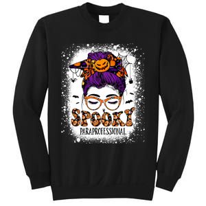 Spooky Paraprofessional Life Halloween Messy Bun Teacher Sweatshirt