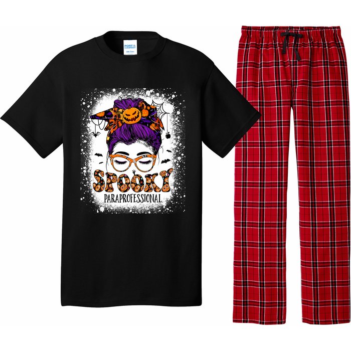 Spooky Paraprofessional Life Halloween Messy Bun Teacher Pajama Set