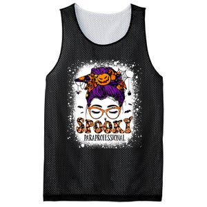 Spooky Paraprofessional Life Halloween Messy Bun Teacher Mesh Reversible Basketball Jersey Tank