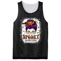 Spooky Paraprofessional Life Halloween Messy Bun Teacher Mesh Reversible Basketball Jersey Tank