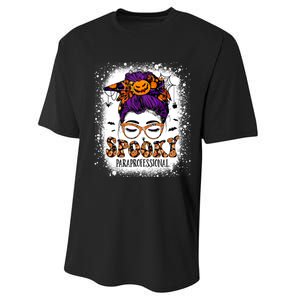 Spooky Paraprofessional Life Halloween Messy Bun Teacher Performance Sprint T-Shirt