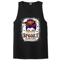 Spooky Paraprofessional Life Halloween Messy Bun Teacher PosiCharge Competitor Tank