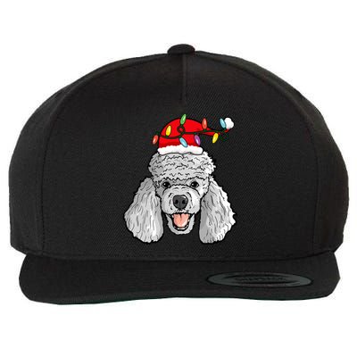 Santa Poodle Light Christmas Gift Wool Snapback Cap