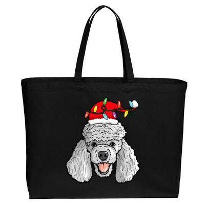 Santa Poodle Light Christmas Gift Cotton Canvas Jumbo Tote