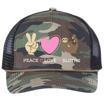 Sloth Peace Love Sloth Lover Gift Great Gift Retro Rope Trucker Hat Cap