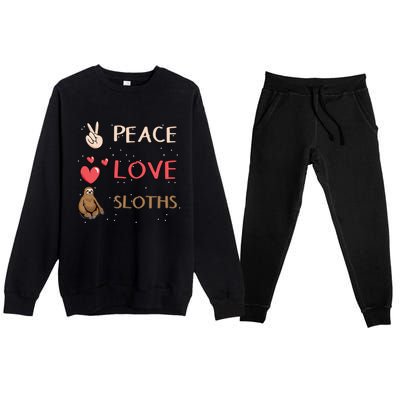 Sloth Peace Love Sloths Cool Gift Premium Crewneck Sweatsuit Set