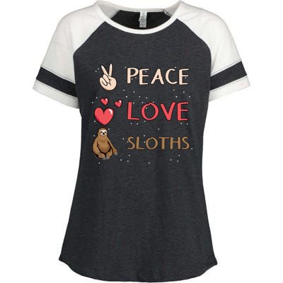 Sloth Peace Love Sloths Cool Gift Enza Ladies Jersey Colorblock Tee