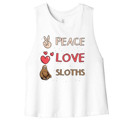 Sloth Peace Love Sloths Cool Gift Women's Racerback Cropped Tank