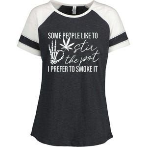 Some People Like To Stir The Pot I Prefer To Smoke It Enza Ladies Jersey Colorblock Tee