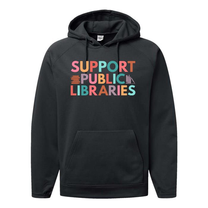 Support Public Libraries Bookworm Book Lover Performance Fleece Hoodie