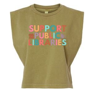 Support Public Libraries Bookworm Book Lover Garment-Dyed Women's Muscle Tee